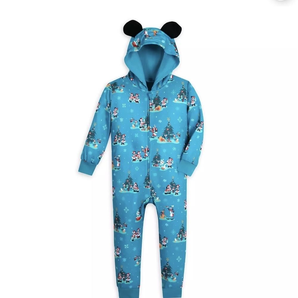 Disney Park Teal Holiday Character Hooded One-Piece with Ears